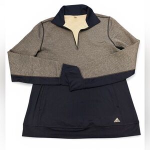 Adidas Women’s Pullover Grey and Navy Colorblock Adidas Sweater Women’s Size L